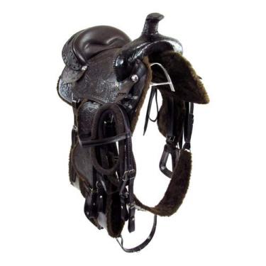 Imagem de Sela Marrom 16 Polegadas Prova De Laço Americana Entalhada Resistente