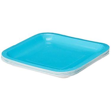 Imagem de Creative Converting Pratos de almoço de papel com toque colorido, 18,4 cm, azul bermudas