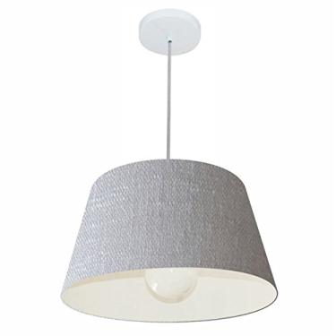 Imagem de Lustre Pendente Cone Cúpula Tecido 21/40x30 cm, Vivare Iluminação, Pendente4039 CZ, Cinza, Médio