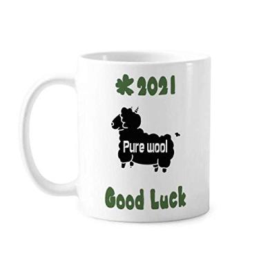 Imagem de Sheep Stickers Chartlets Art Deco Presente Fashion Good Luck 2021 Caneca Cerâmica Café Porcelana Copo Mesa