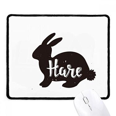 Imagem de Mouse pad de borracha para jogos Hare preto e branco com borda costurada