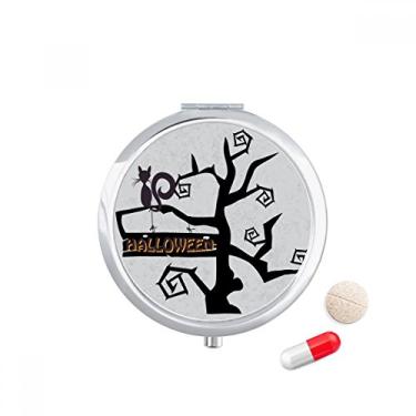 Imagem de Caixa de comprimidos de árvore Hallowmas para gatos de Halloween, caixa de armazenamento de remédios