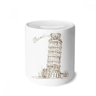 Imagem de DIYthinker Torre inclinada de Pisa Itália Caixa de dinheiro Caixa de cerâmica Porta-moedas Presente de cofrinho
