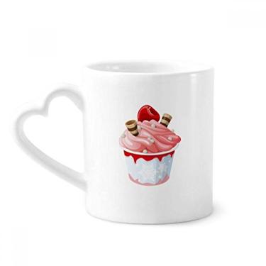Imagem de Caneca de cerâmica de café com sabor cereja rosa de sorvete, copo de coração de vidro