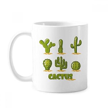 Imagem de Suculentas em vaso com padrão de cacto, caneca de cerâmica e porcelana para café