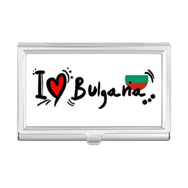 Imagem de Porta-cartões de visita I Love Bulgana bandeira da palavra Love Heart Illustration