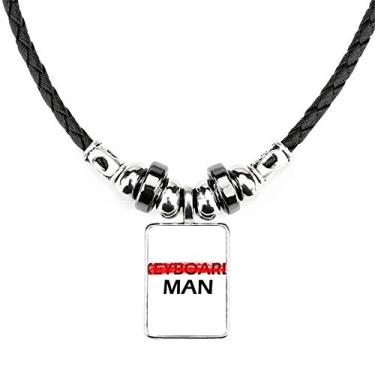 Imagem de DIYthinker Colar masculino Don't Be A Keyboard Joias Torque Pingente de corda de couro