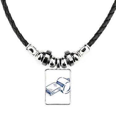 Imagem de DIYthinker Colar de futebol com desenho animado apito de futebol azul joia torque pingente de corda de couro
