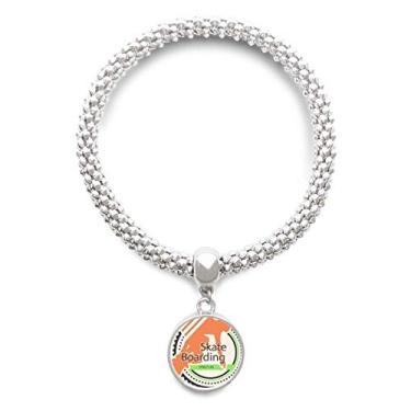 Imagem de DIYthinker Pulseira de prata com pingente de prata para esportes de inverno, skate Boarding, atletas, pingente, corrente ajustável