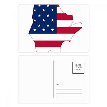 Imagem de Mapa dos EUA da Maine com estrelas listradas, formato de cartão-postal para aniversário, cartão de agradecimento