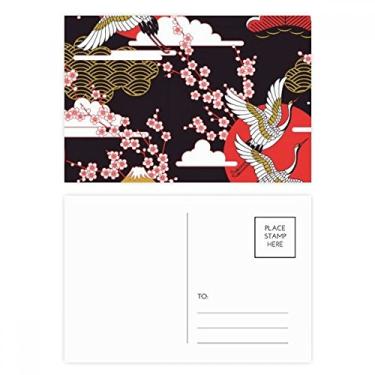 Imagem de Japan Cranes Sakura Cloud Sun conjunto de cartões postais de aniversário cartão de agradecimento