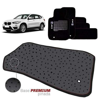 Imagem de Jogo de Tapete Carpete Tevic Pinado Bmw X1 2016 17 18 19 Impermeável Lavável Logo Bordado 5 Peças