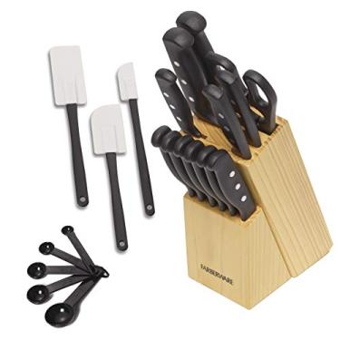 Imagem de Conjunto de facas e utensílios de cozinha de aço inoxidável de alto carbono Farberware, preto
