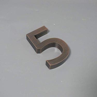 Imagem de Placa de casa flutuante 3D de 12,7 cm, número 0-9 letra ABC exterior metal aço inoxidável cor cobre vermelho placa de porta alfabeto placa digital moderna endereço casa apartamento de hotel, montagem com parafuso