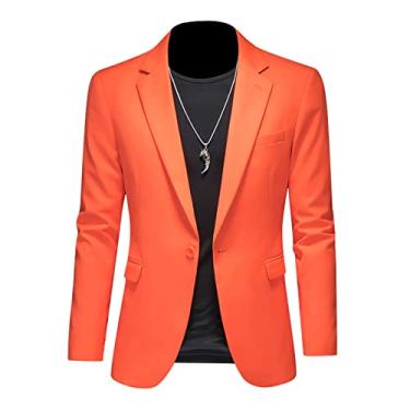 Imagem de Jaqueta Blazer Masculina, 1 Botões Slim Fit Casaco Esportivo Plus Size Ternos de Negócios para Jantar, Formatura, Festa, U, M 168