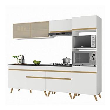 Imagem de Armário de Cozinha Completa 252cm Veneza Multimóveis V3715 Branco/dourado