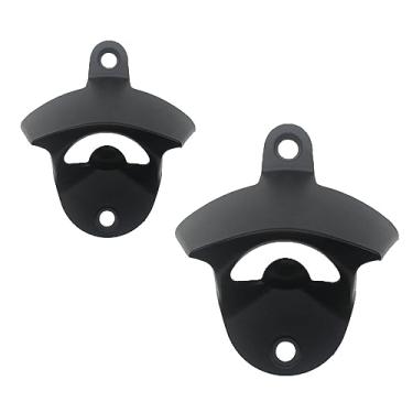 Imagem de Luwanburg Abridor de garrafa de cerveja preto para montagem na parede, 2 peças, abridor de tampa de garrafa ao ar livre, suporte poste inoxidável