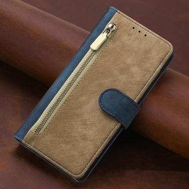 Imagem de Estojo de couro flip comercial para huawei p50 p40 p30 p20 pro mate 40 30 20 10 lite p smart plus escova antifurto capa carteira, cáqui ou azul, para huawei p40 lite 4g