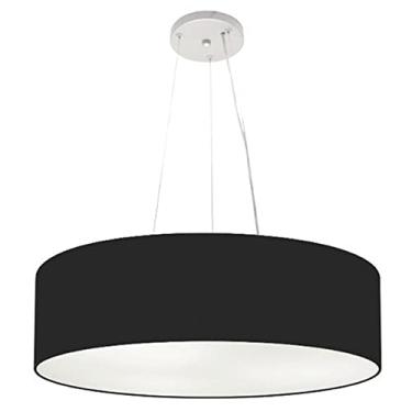 Imagem de Lustre Pendente Cilíndrico Cúpula Tecido 55x15 cm, Vivare Iluminação, Pendente4190 PR, Preto, Médio