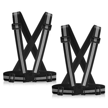 Imagem de SAWNZC Colete refletivo de corrida pacote com 2 unidades, equipamento refletivo de alta visibilidade para corrida noturna, ciclismo, motocicleta, passeio de cachorro, ajustável, VES de segurança serve para homens mulheres e crianças