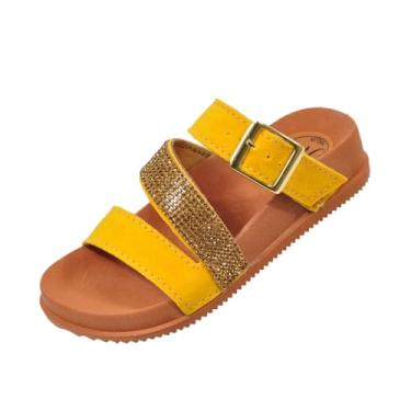 Imagem de Sandalia Feminina Adulto e Infantil Birken Papete com Brilho Strass e Fivelas Regulaveis (Ouro, BR, Adulto, Numérico, P, 34)