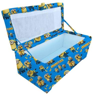 Imagem de Puff Baú Infantil Guarda Brinquedos Tamanho Grande 80 Minions