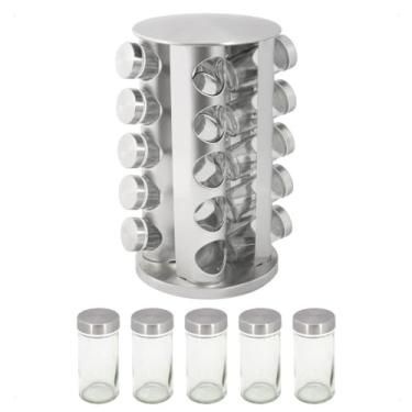 Imagem de AMG Porta Tempero Cozinha Inox Condimentos Giratório 20 Potes 80g Prata