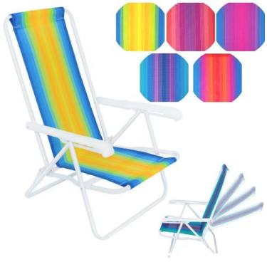 Imagem de Cadeira De Praia Reclinavel 4 Posicoes Aco 73 X 54 X 83 Cm Cores Sorti