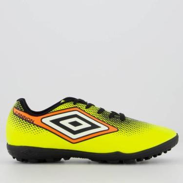 Imagem de Chuteira Umbro Cannon Society Juvenil Verde Fluorescente