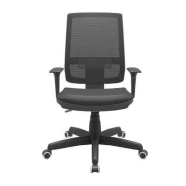 Imagem de Cadeira Presidente Brizza Braço 3D Backplax Couro Preto Plaxmetal