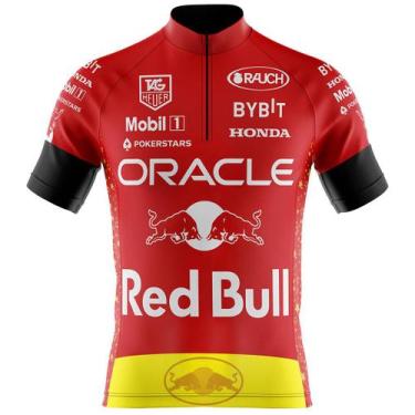 Imagem de Camisa Ciclismo Maculina Pro Tour Red Bull Vermelha Com Bolsos Uv 50+