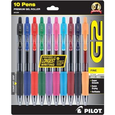 Imagem de Pilot Canetas de gel premium G2, canetas rolo de gel, ponta fina de 0,7 mm, cores sortidas, 10