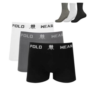 Imagem de Polo Wear, Kit 3 Cueca Boxer Polo Wear Microfibra Sortido + 3 Meias M15 Tamanho:P;Cor:Sortido