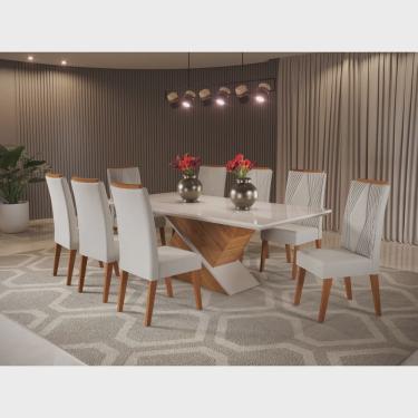 Imagem de Mesa de Jantar Retangular Pipa com 8 Cadeiras Madeira Maciça Vegas