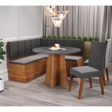 Imagem de Canto Alemão Fire com 2 Cadeiras Milão Viero - Mel/Cinza Brilho/Veludo Grafite