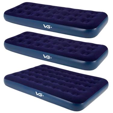 Imagem de Kit 2 Colchões Infláveis Solteiro + 1 Colchão Casal Flocked Comfort Vg Plus