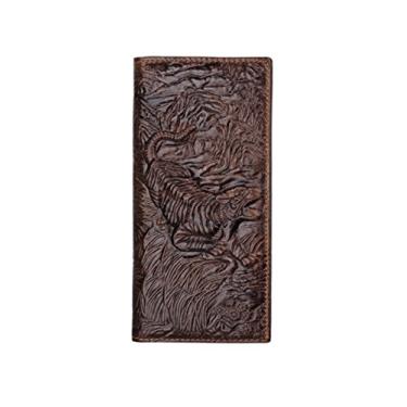 Imagem de Carteira masculina de couro, porta-cartão de crédito Manyip dobrável, bolso para moedas, carteira com proteção contra roubo RFID. Material de proteção selecionado. Padrão de leão.