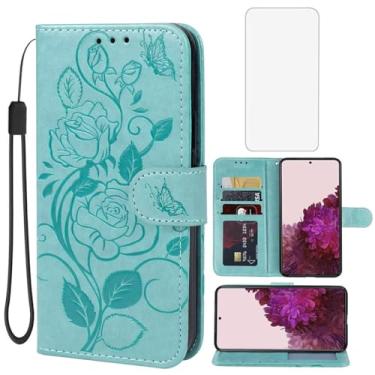 Imagem de Vavies Capa para Galaxy S22 Plus, capa carteira para Samsung S22+ 5G SM-S906U com protetor de tela de vidro temperado, capa flip de couro floral com suporte para cartão de crédito para Samsung Galaxy