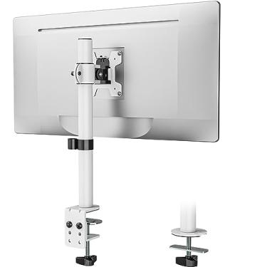 Imagem de WALI Suporte de monitor único para 1 tela de computador de até 27 polegadas, braço totalmente ajustável para monitor de até 10 kg (M001S-W), branco