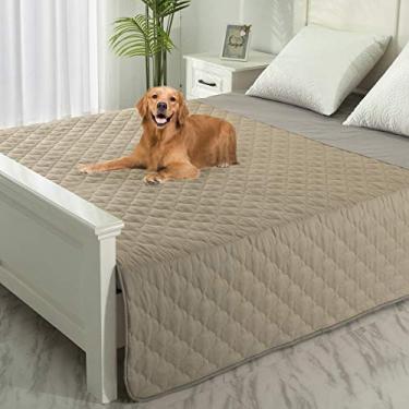 Imagem de SPXTEX Capa de cama de cachorro lavável, cobertores de cachorro para cachorro, cachorro grande, gato, trocador reversível, reutilizável, 1 peça (208 x 208 cm, bege + areia + areia)
