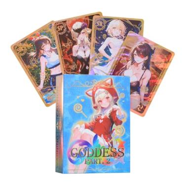 Imagem de fuxi 55 peças TCG cartas de baralho, cartão de história de deusa holográfico dourado carta toda brilhante roupa de banho menina coleção cartão