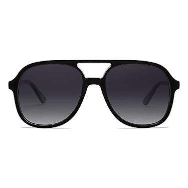 Imagem de Appassal Óculos de sol retrô polarizados aviador feminino masculino vintage ponte dupla óculos de sol quadrado AP3606, C1 Armação preta/lente cinza