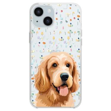 Imagem de Blingy's Capa para iPhone 15, estampa engraçada de cachorro Golden Retriever, desenho de animal de estimação, design de animal de estimação, transparente, capa protetora transparente de TPU macio de