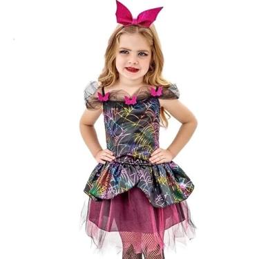 Imagem de Fantasia de Bruxa Bruxinha Infantil Rosa com Tiara, Fantasia para Crianças, Pink Halloween, Tamanho G