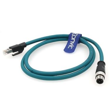 Imagem de Eonvic Cabo de rede de câmera industrial M12 de 4 pinos para RJ45 Gigabit Cognex CAT5 Cabos blindados (azul, 1M)