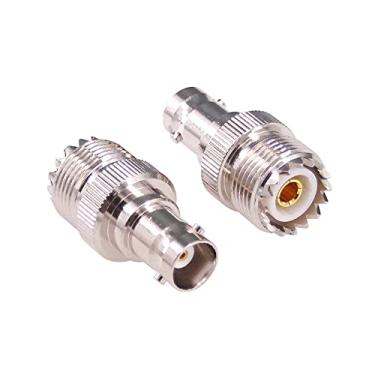 Imagem de RFaha 2 peças BNC fêmea para UHF fêmea SO239 SO-239 RF coaxial adaptador conector coaxial (F105-2)