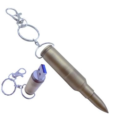 Imagem de WooTeck Pen Drive USB 3.0 de metal brilhante de 128 GB com chaveiro, bronze