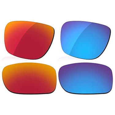 Imagem de LenzReborn Lente polarizada de substituição para óculos de sol Oakley Holbrook Metal OO4123 - Vermelho fogo + azul gelo