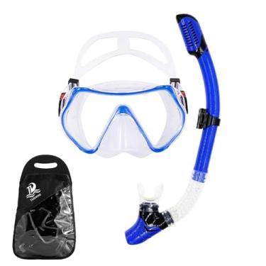 Imagem de TUDIVING Equipamento de mergulho para adultos, anti-neblina, vista panorâmica, máscara de natação e kit de snorkel superior seco, equipamento de mergulho com bolsa de transporte
