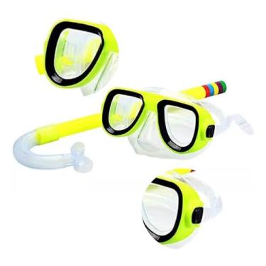 Imagem de Óculos Mergulho Snorkel Infantil Juvenil Silicone Natação DM ACESSÓRIOS (AMARELO)